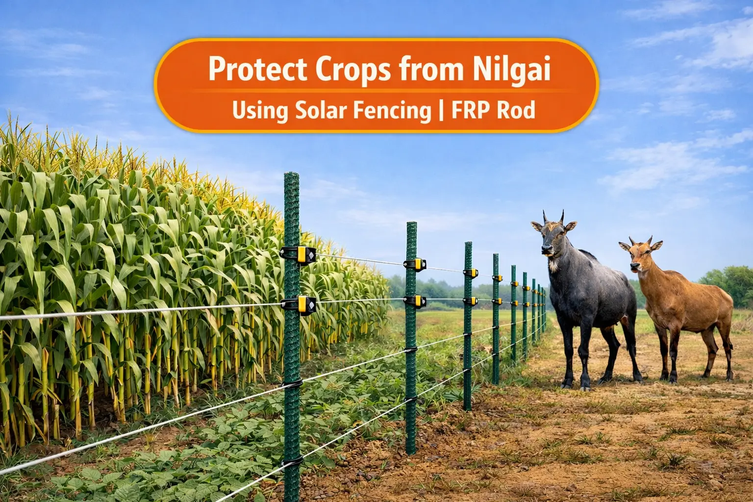 How to Protect Crops from Nilgai Using Solar Fencing | FRP Rod Farm Fencing